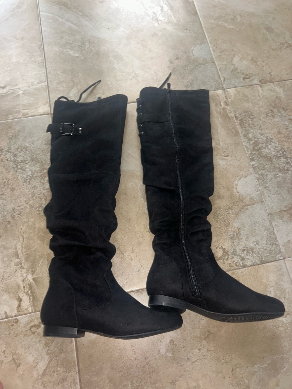 Black Knee-High Slouch Boots
